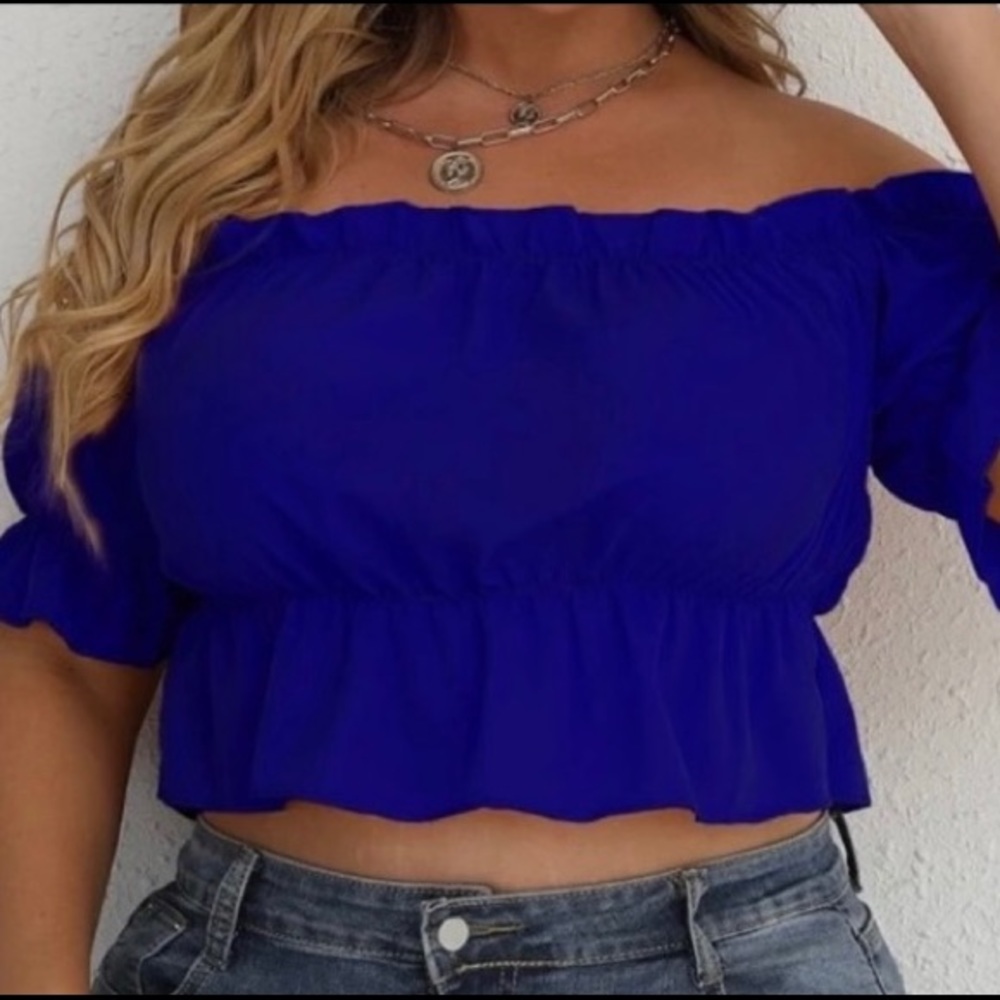 Blue Off the shoulder blouse